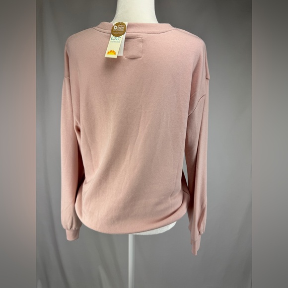 NWT C&C California “Take It Easy” Pink Sweatshirt Size M Cotton Blend - Picture 3 of 6